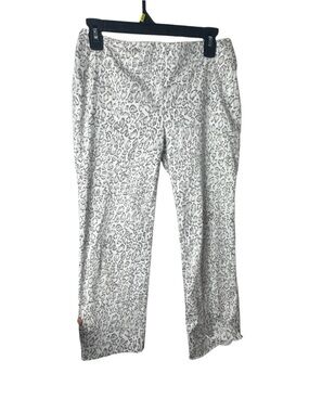 Women's White Gray Leopard Print Cropped Pants